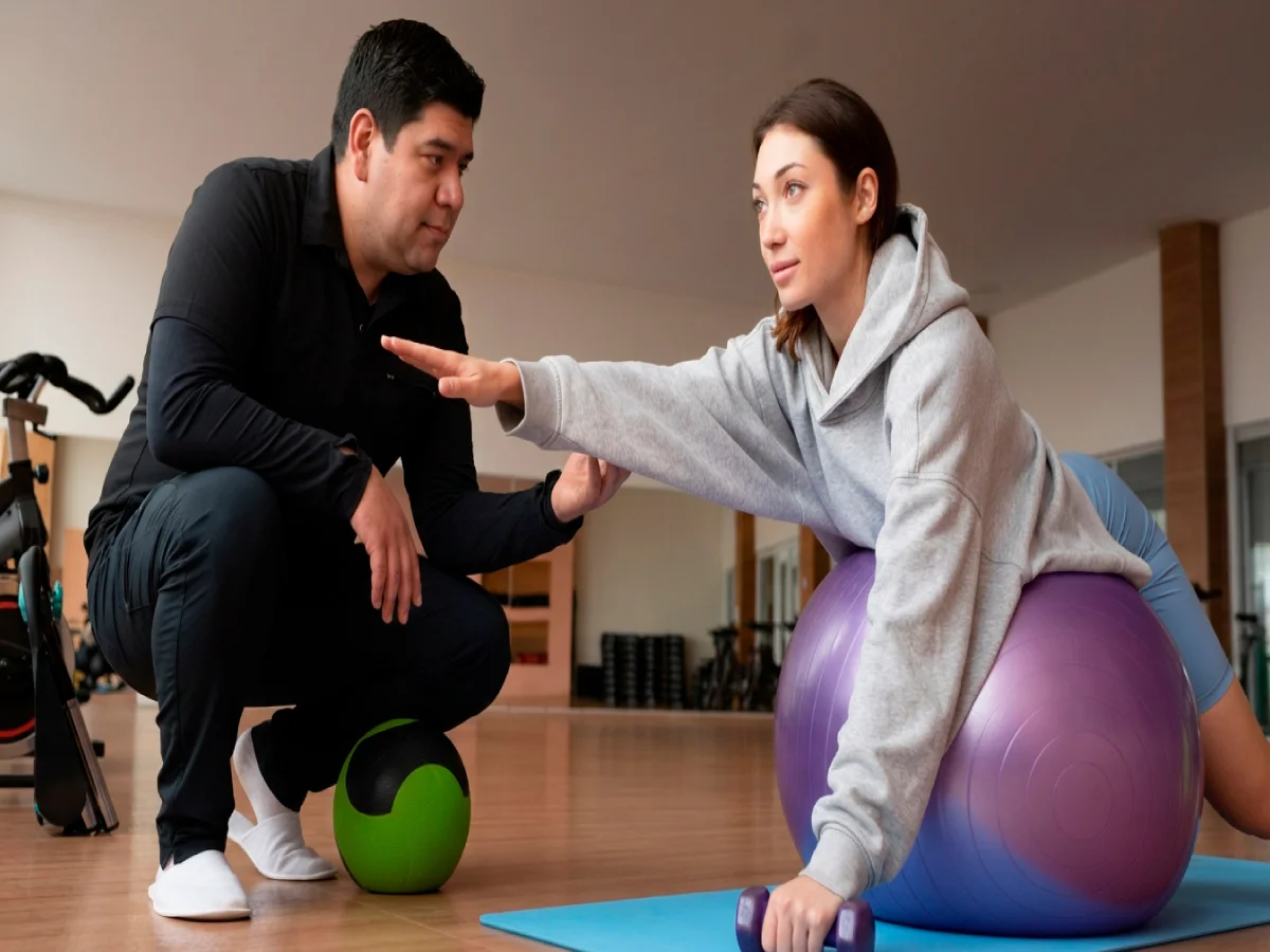 Patient doing a guided therapeutic exercise