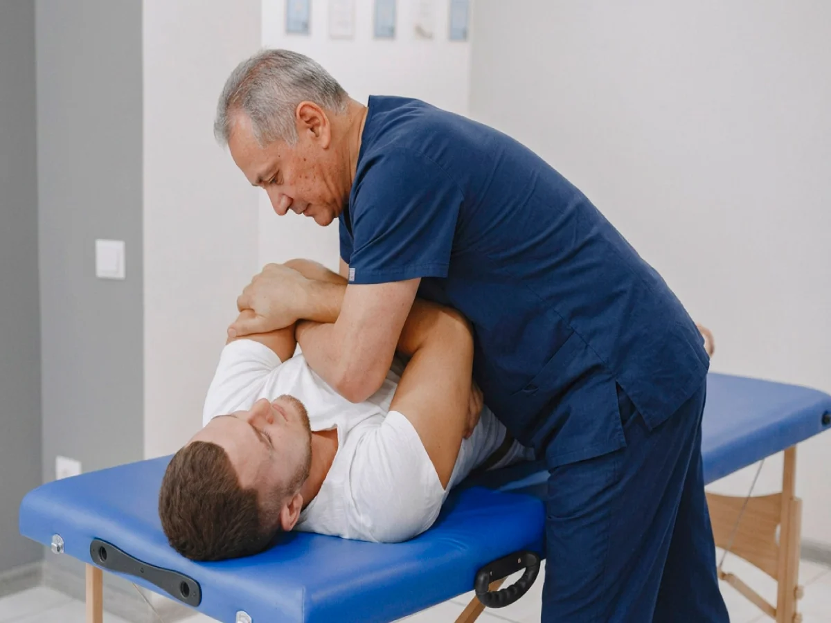 Chiropractor performing a chiropractic adjustment