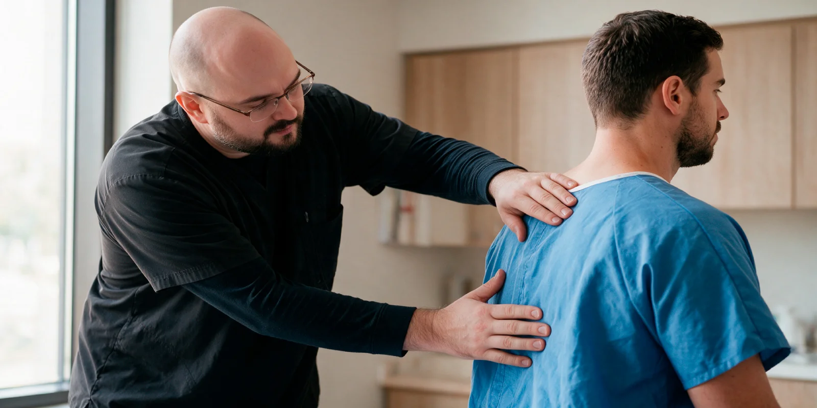 Chiropractor discussing chiropractic adjustment options with a patient in Portland
