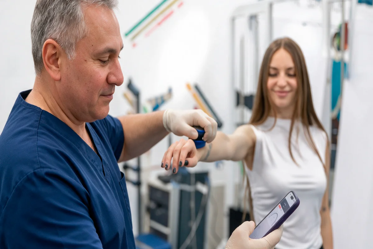 Chiropractor assessing a patient's mobility during a chiropractic evaluation in Portland